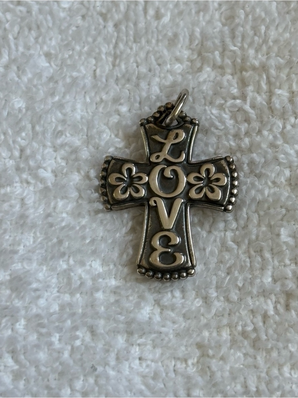 Retired James Avery 925 Sterling Silver Love Cross Necklace Charm - Silver Tone
